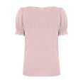thumbnail image 4 of Tops for Women Summer Casual Ruffle Trim Sleeve Square Neck T-Shirts, Striped Printed Loose Fit Blouse, Stylish and Comfortable Short Sleeve Top, Limited Time Off, 4 of 6