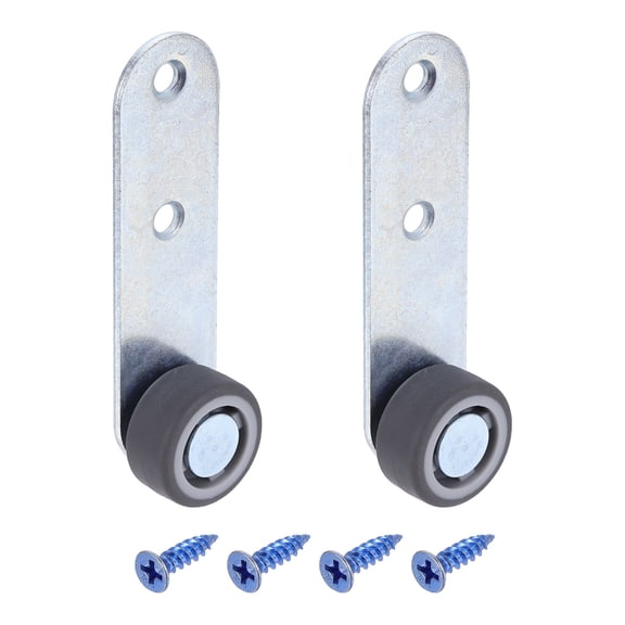 2 Pcs Low Profile Casters, 1" Small Side Caster Wheels Less Vibration Friction Noise for DIY Door Drawer Bookcase Shelves Furniture Bench(Gray Silver)