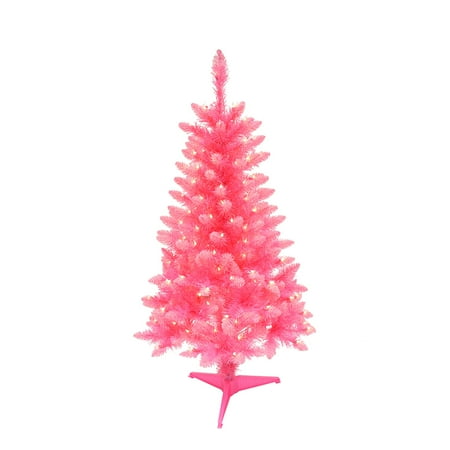 Puleo International 4 ft. Pre-Lit Fashion Pink Pine Artificial Christmas Tree with 150 UL-Listed Clear Lights