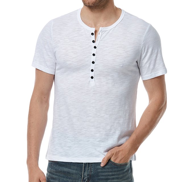 Birdeem T-Shirt Blouse pour Homme Décontracté Uni Mode à Enfiler Col Rond Manches Courtes