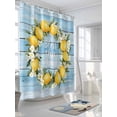thumbnail image 3 of Fsddascl Lemon Wreath Shower Curtain Set - Standard 72" x 72" Washable Bathtub Curtain with 12 Hooks, Farmhouse Blue Wooden Floral Waterproof Fabric Stall Shower Curtains for Bathroom/Bathtub Décor, 3 of 6