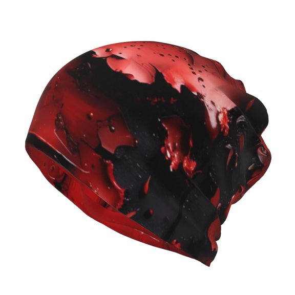 Rateoe Abstract Red Textured Canvas Cotton Slouchy Beanie Hat for Men/Women,Lightweight Oversize Large Thin Skull Cap Night Sleeping Cap