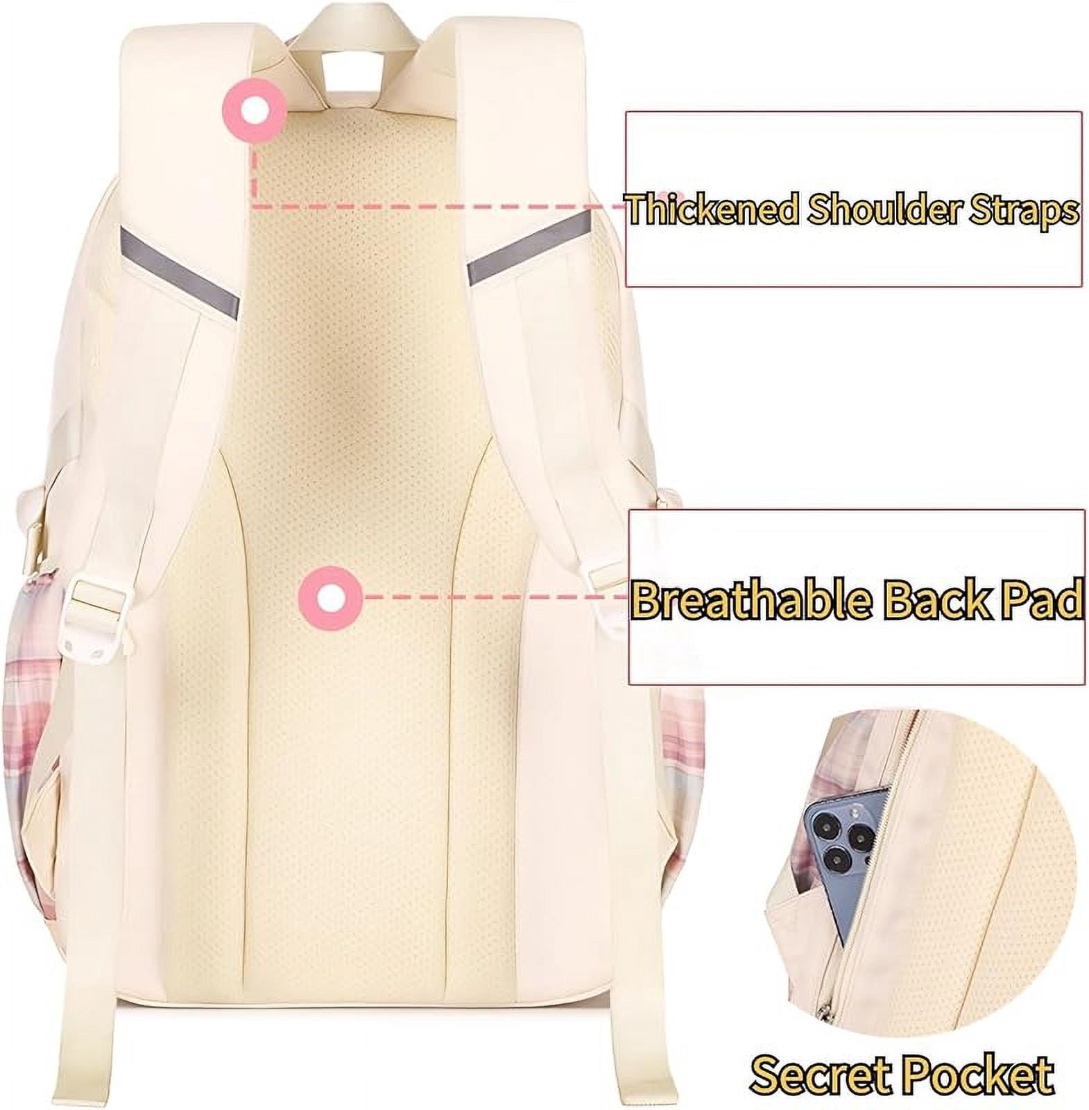 YAHAFEPY Kawaii backpack with 18PCs accessories anime cartoon anti-theft travel aesthetic new semester gifts bag with cute pins…