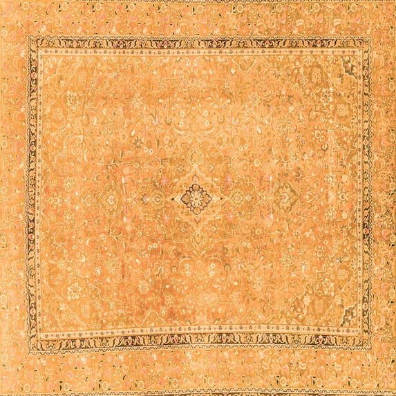 Ahgly Company Indoor Square Abstract Orange Modern Area Rugs, 3' Square