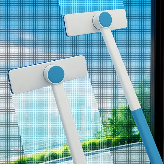 Window Screen Cleaner Brush Tool with Detachable Handle | Wet & Dry Use for Window Mesh & Notches | White Plastic Cleaning Kit | 1Pcs Household Cleaning Tool