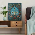 thumbnail image 5 of Folk Art Blue House Floral Canvas Print, Wall Decor for Living Room Bedroom Dining Room Entryway Kitchen Farmhouse Boho, 5 of 8