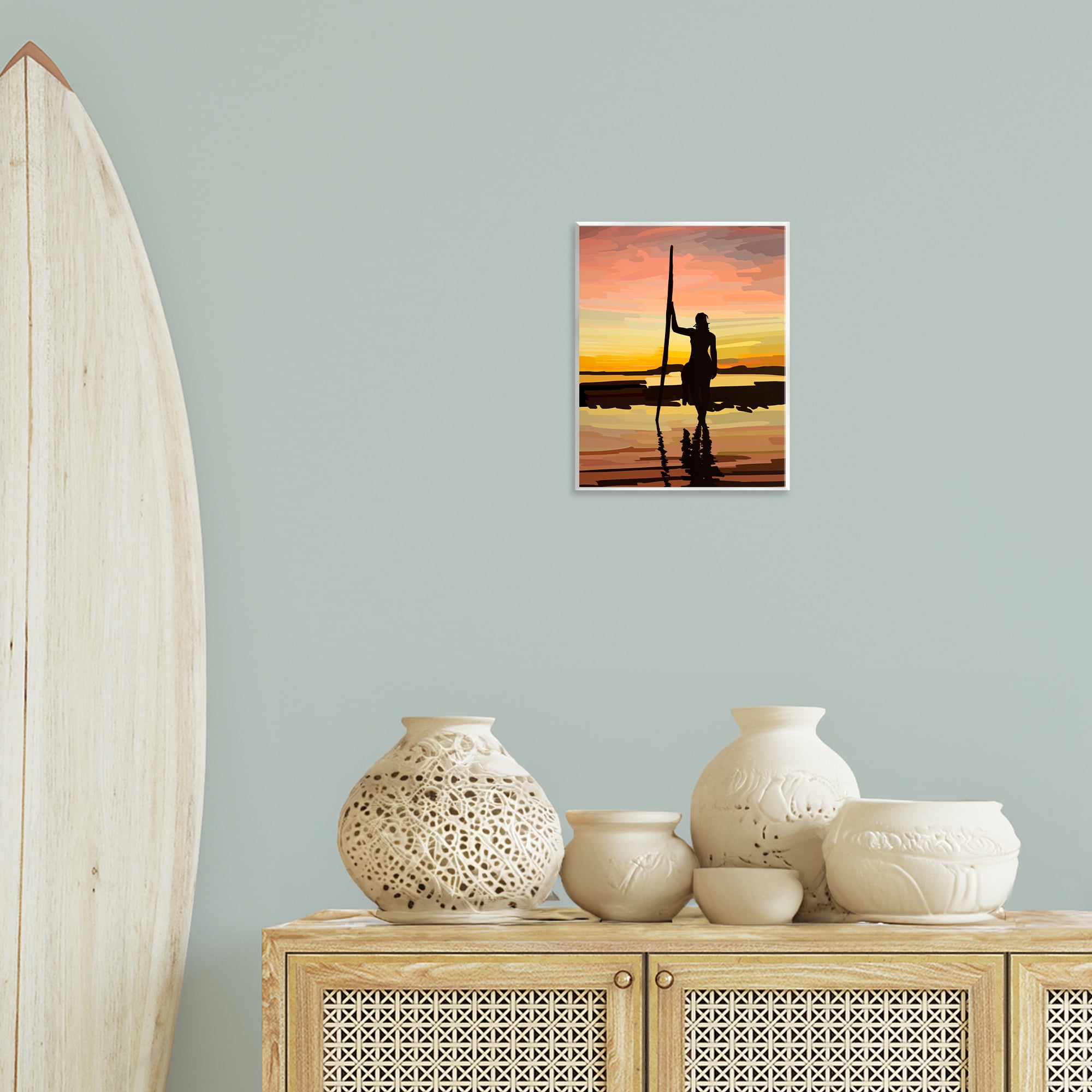 Stupell Industries Sunset Surfer Silhouette Nautical & Beach Painting Unframed Art Print Wall Art, 11 x 14