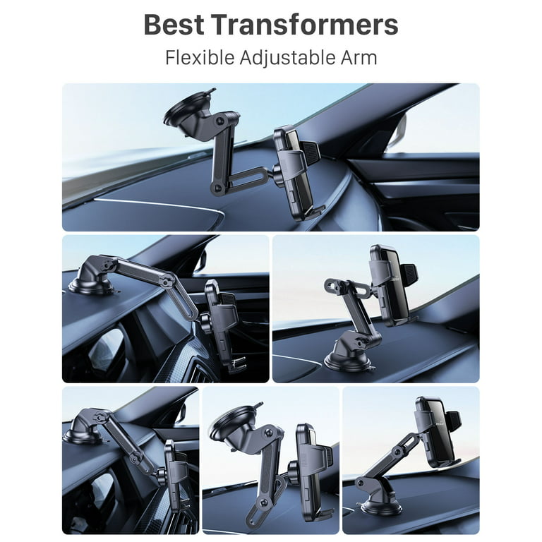Phone Mount for Car (3 in 1) Dashboard Windshield Air Vent [Multi-Angle  Adjustment Arm] Dash