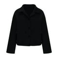 thumbnail image 5 of UYISJ Cropped Jackets for Women Long Sleeve Button Winter Coats Trendy Wool Blend Short Peacoat Fall Outwear Overcoat XXL, 5 of 5
