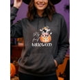 thumbnail image 4 of Spooky Cow Halloween Cow Hoodie for Men and Women, Unisex Pullover Hooded Sweatshirt, Comfortable Cotton Poly Blend, Casual Fall Seasonal Outfit, 4 of 5