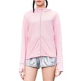 thumbnail image 3 of Kmbangi Female Solid Color Long Sleeve Hooded Tops Jacket with Zipper Pockets, 3 of 5