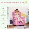 thumbnail image 3 of Qaba Kids Recliner Chair Children Sofa Angle Adjustable Single Lounger Armchair Gaming Chair with Footrest 2 Side Pockets for 3-5 Years, Light Pink, 3 of 9