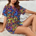 thumbnail image 4 of Vsdgher Vintage Audio Cassettes Pattern Womens 2-Piece Short Sleeve Pajamas Set, 4 of 6
