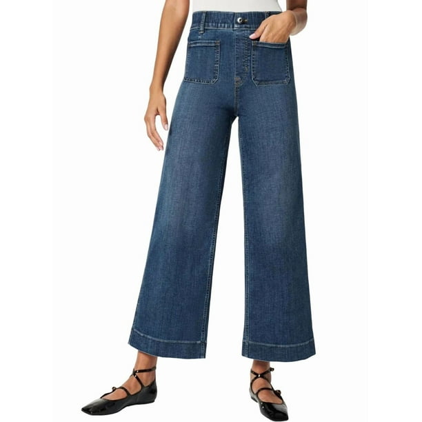Jeans de Control de Abdomen Favoritos de las Mujeres, de Cintura Alta, Rectos, Elásticos Hasta los Tobillos, de Pierna , Acampanados y con Bolsillo de . Azul XL