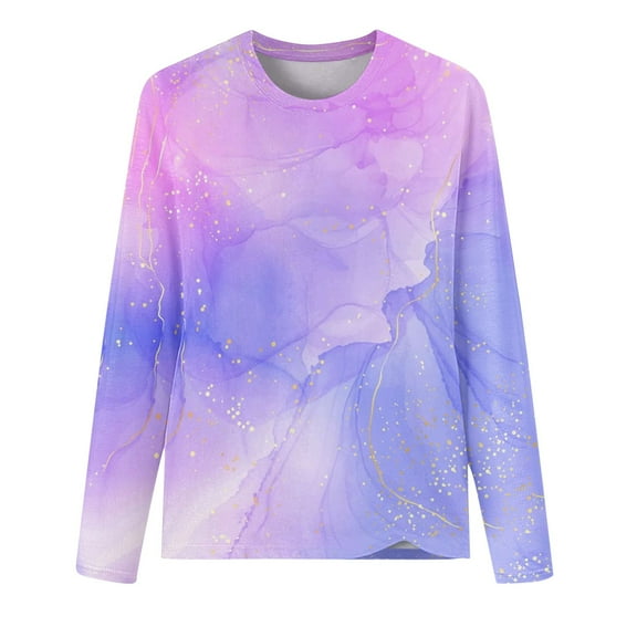 Aayomet Workout Tops For Women Women's Long Sleeve Crew Neck Cute Tunic Color Block Tops,Z 4XL