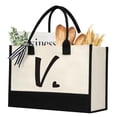 thumbnail image 1 of shenee Bolsa de lona con inicial, bolsa de yute de playa personalizada, regalo para mujeres, vacaciones, amigos, regalo de cumpleaños, boda, Año Nuevo, 1 of 5
