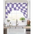 thumbnail image 2 of Purple White Checkered Swag Valance for Windows 56'' x 36'', Modern Irregular Geometric Light Filtering Kitchen Curtains Valances for Bathroom/Living Room/Bedroom/Café, Rod Pocket Curtain Panel, 2 of 6