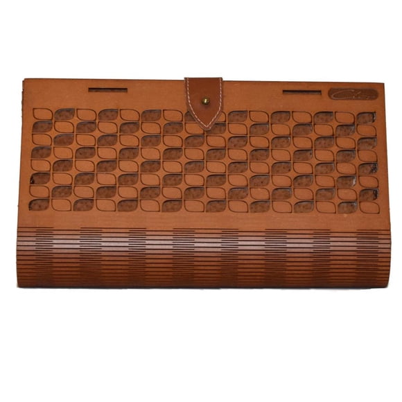 Bolsa Clutch Borse Della Vittoria Trebol Nogal Forro Beige