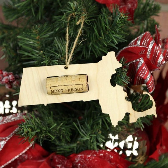 Torched Massachusetts Wine Cork Holder Ornaments Christmas Wall Mount Decor