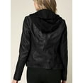 thumbnail image 4 of Made by Johnny Women's Faux Leather Quilted Motorcycle Jacket with Hoodie S BLACK, 4 of 6
