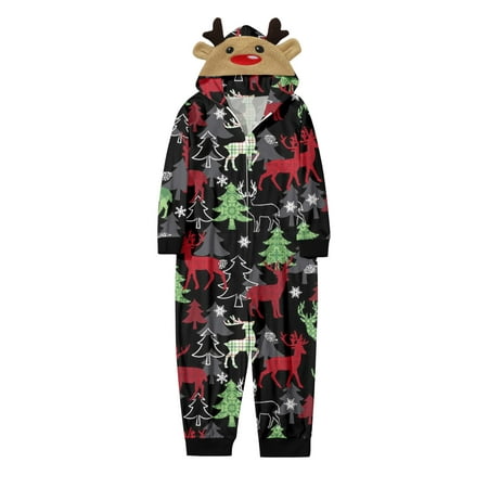 

TAIAOJING Family Christmas Pajamas Matching Sets Kids Kids Family Hooded Kids Merry Jumpsuit Set