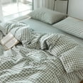 thumbnail image 6 of NAYOROOM 100% Organic Cotton Gingham Duvet Cover King Set, 3-Piece Linen Like Textured Breathable Soft Bedding Cover（Sage Green Gingham）, 6 of 10