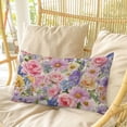 thumbnail image 4 of Purple Pink Floral Pillow Covers, Linen Long Throw Pillow Case, Spring Farmhouse Country Vintage Flower Holiday Pillow Protector Decorative Cushion Cover for Living Room/Bedroom 24" x 36", 4 of 8