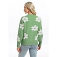 thumbnail image 3 of Women Sweaters Cute Flower Print Crewneck Sweater Knitted Long Lantern Sleeve Jumper Tops Fall Winter Pullover Sweater Alsol Lamesa, 3 of 6