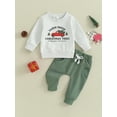 thumbnail image 2 of 2Pcs Baby Toddler Boy Christmas Outfits 6 12 18 24 Months 2T 3T Long Sleeve Red Truck Print Sweatshirts + Pants Warm Clothes Set, 2 of 9