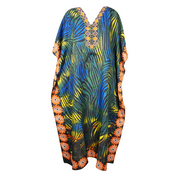 Womens Maxi Kaftan Dress Blue Green Kimono Caftan