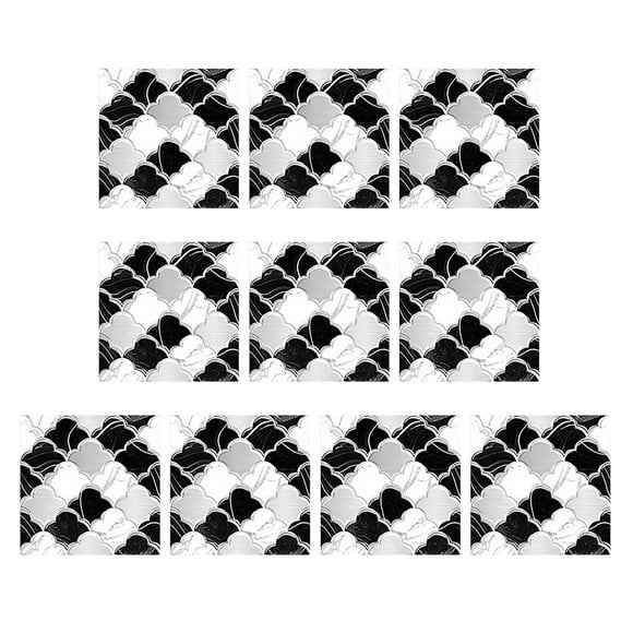 Peel and Stick Backsplash 10-Sheet Waterproof Arabesque Wall Tiles Peel and Stick on Tiles Backsplash for Kitchen Peel and Stick Tile for Bathroom Kitchen Cabinet Shower 4"x4" Black and White