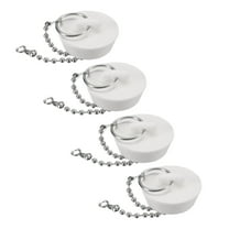 4 Pcs Tub Stoppers, Rubber Bathtub Stoppers Drain Plug 1-1/4" and 15" Beaded Chain, White