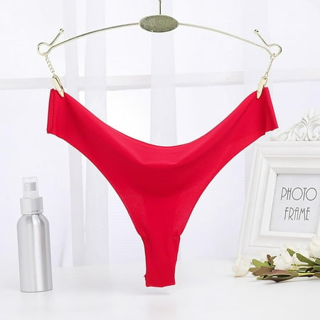 

WGOUP Seamless Ice Silk Seamless Ladies Breathable Briefs Ultra Thin Thong Underwear Women Wine(Buy 2 Get 1 Free)