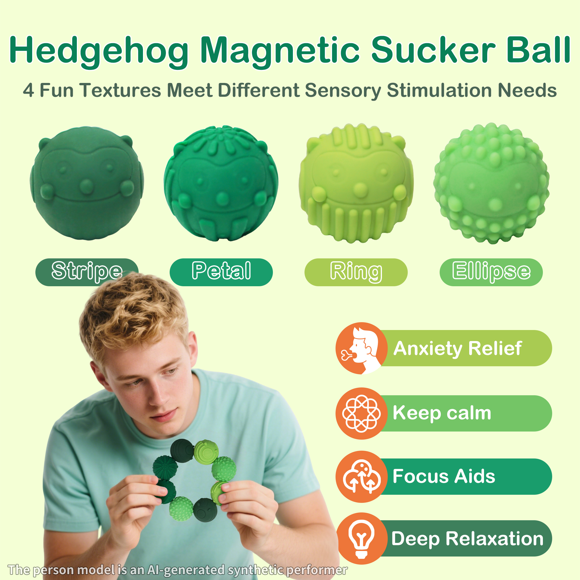 MAXKY 8-Pack Silicone Magnetic Fidget Balls photo 3