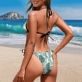 thumbnail image 5 of chaqlin Women's Tropical Monstera Leaf Print Halter Triangle Bikini Set - Sexy Tie Side Two Piece Swimsuit for Beach Vacation & Pool Party, 5 of 9
