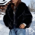 thumbnail image 4 of Women's Fluffy Jacket Long Sleeve Lapel Furry Winter Jackets Shaggy Parka Short Coat, 4 of 8