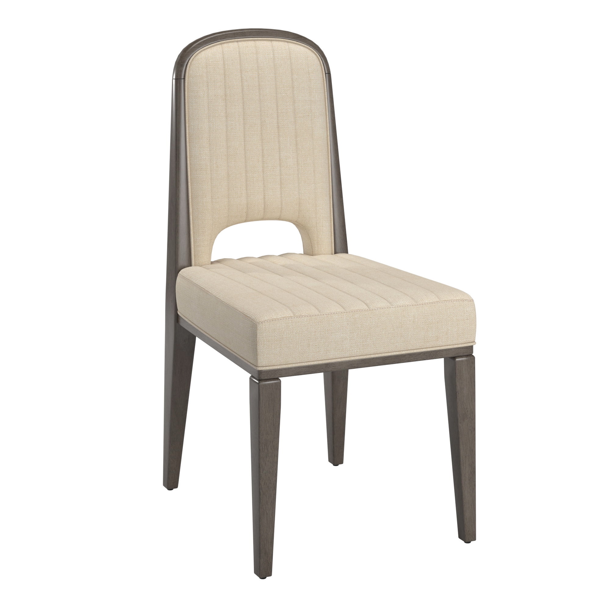 Weston Home Alta Wood Finish Cream Fabric Channel Stitching Dining Chair, Set of 2, Gray