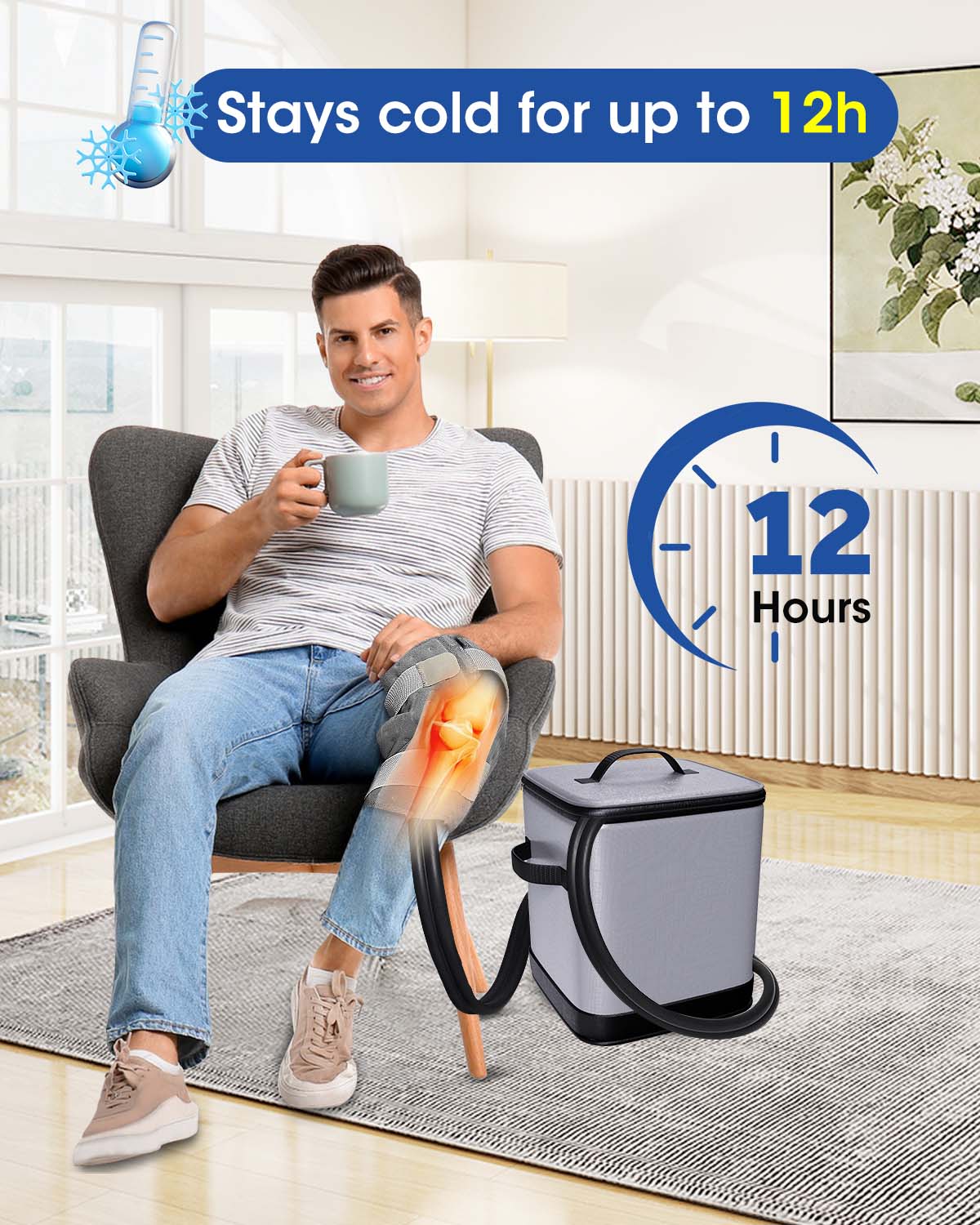 Ice Machine for Knee After Surgery, Cold Therapy Machine for Knee Replacement, Cold Therapy Machine with Programmable Timer Quiet Pump Compression Pad Apply to Arm, Ankle, Thigh