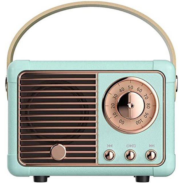 Vintage Retro Bluetooth Speaker Wireless Mini Speaker,Blue Speaker with Crystal Clear Stereo Sound Rich Bass, Retro Portable Speaker for iPhone,Android Devices and Tablet(Blue)