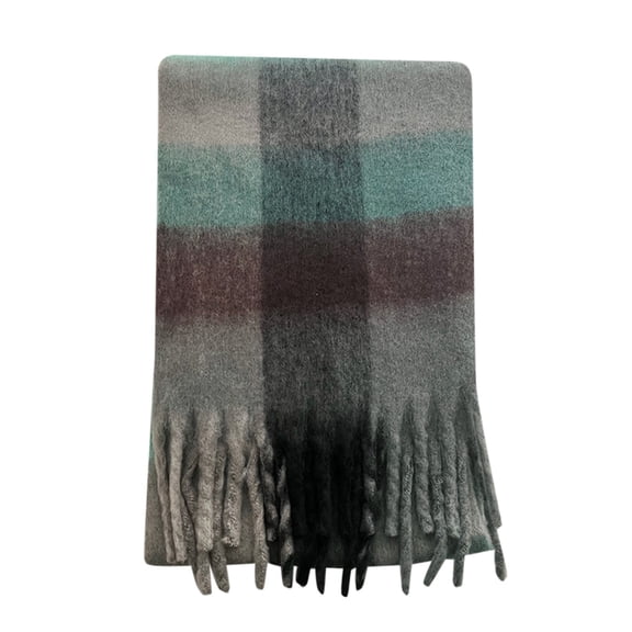 PMVFHDE Women's Winter Warm Textured Yarn Scarf with Color Block Grid Pattern, Soft Knit Wrap for Women, Cozy Thick Scarf for Cold Weather C