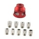 thumbnail image 2 of Kit de guía de broca autocentrante de 2-10 mm, buscador de centro de aleación de aluminio, perforadora vertical portátil con bujes de broca Rojo, 2 of 8