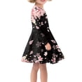 thumbnail image 2 of FKELYI Cherry Blossom Long Sleeve Dress Size 7-8 T Stretchy Crew Neck Dress for Girls Midi Length Comfortable Swing Twirl Skater Dress, 2 of 4