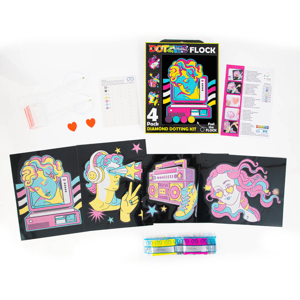 Diamond Dotz Neon Flock Retro Classic Diamond Painting Kits for Adults - Colorful Diamond Art Kits a Relaxing Creative Craft Kit with Dotz Gems 10x8