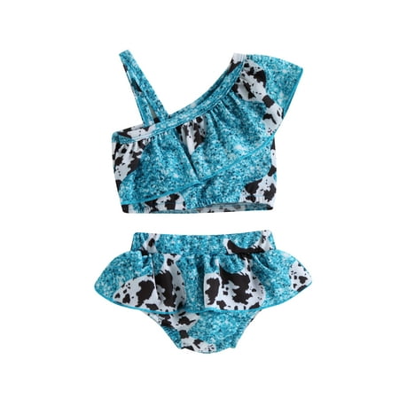 

Bagilaanoe Toddler Baby Girls Swimsuits 2 Piece Bikinis Set Print Ruffled Tops + Briefs 6M 9M 12M 18M 24M 3T Kids Swimwear Bathing Suit Beachwear