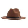 thumbnail image 2 of LiuXxxx Womens Classic Wool Fedora Hat with Wide Buckle Belt Floppy Panama Style Baseball Cap for Outdoor Brown, 2 of 2