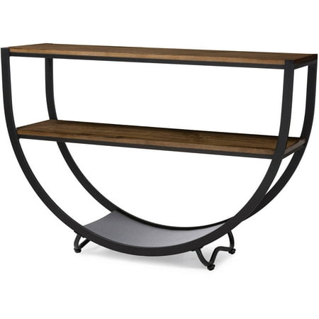 Distressed Wood Furniture - Baxton Studio Blakes Rustic Industrial-Style Antique Black Textured Finish Metal Distressed Wood Console Table