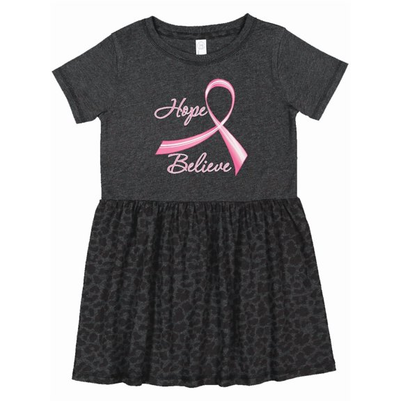 Inktastic Hope Believe Breast Cancer Ribbon Girls Toddler Dress