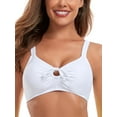 thumbnail image 3 of Ocean Blues Women's Retro Bow Tie Cutout Bikini Top Lace Up Back Swimsuit Plunging Padded Bathing Suit Top White, 3 of 6