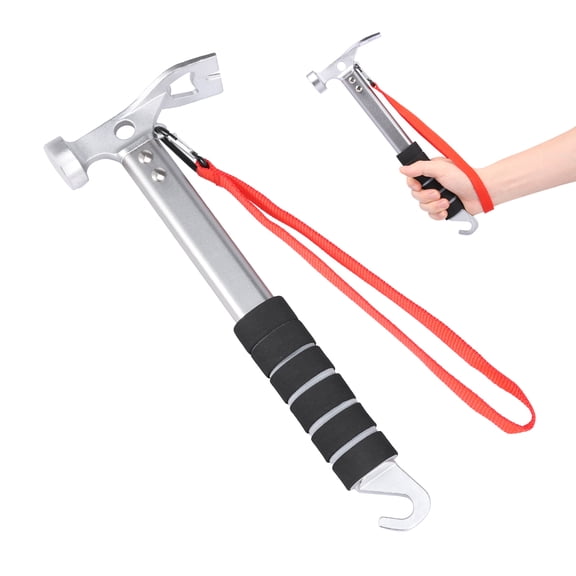 AEVXKHI Tent Hammer, Lightweight Aluminium Camping Hammer with Hook, Multifunctional Tent Mallet for Camping Outdoor Activities