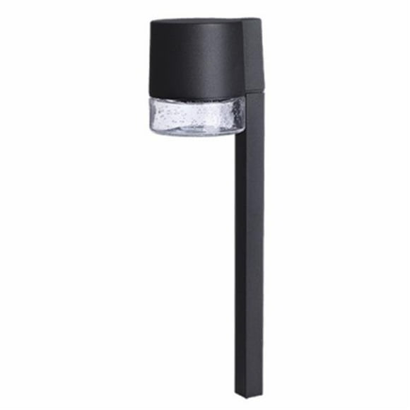 2W Warm White Cast Aluminum LED Path Light&#44; Black with Seeded Glass Lens
